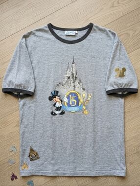 Disney Fashions Large Disneyland Paris 15th Anniversary Mickey Mouse Ringer Tee